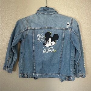 Zara Unisex Kids Disney Mickey Mouse Graphic Distressed Jean Jacket Size 8